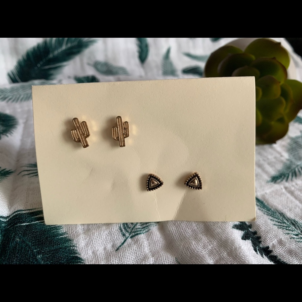 PacSun Gold Cactus and Triangle Pair